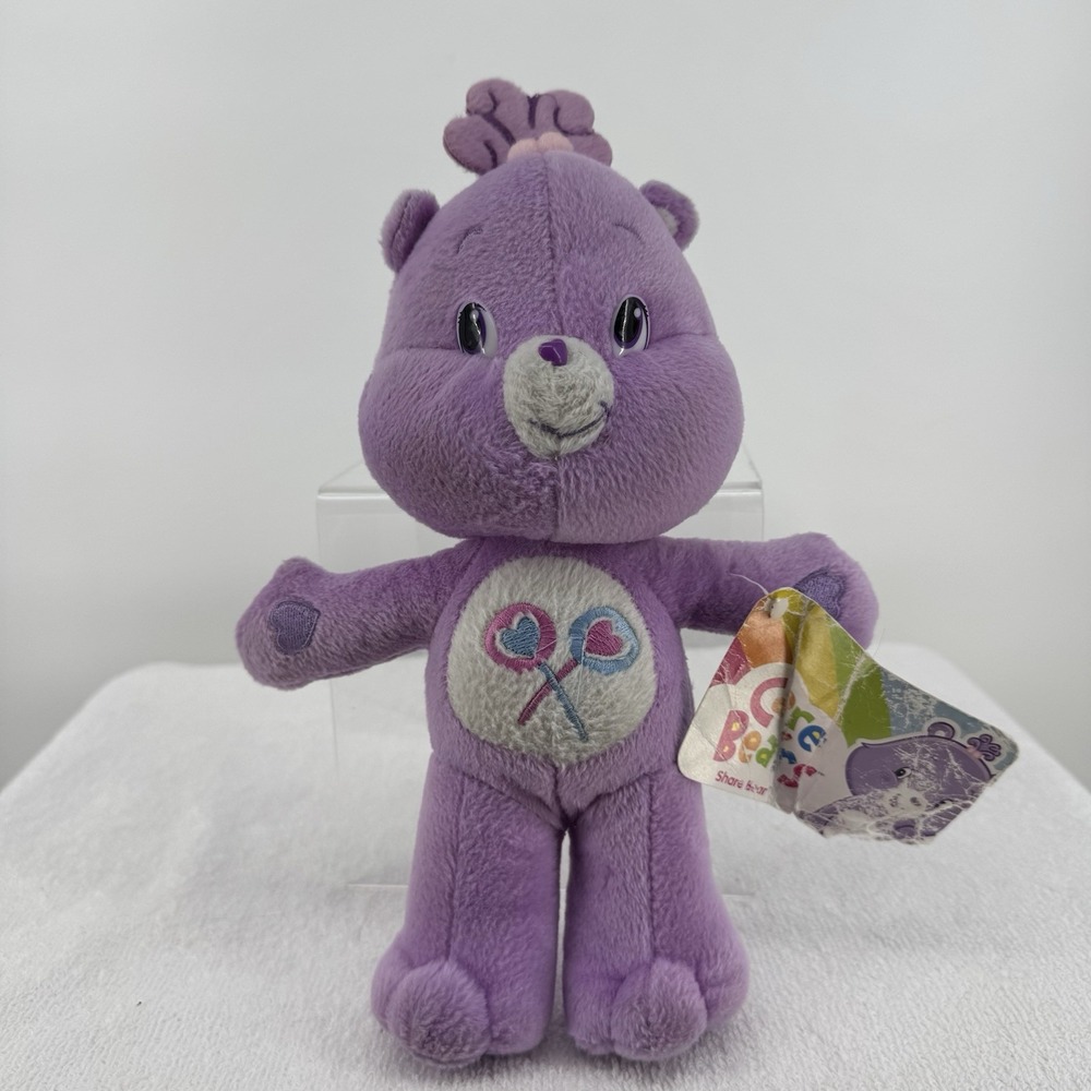 Care Bears Share Bear Purple Lollipops Stuffed Animal‎ Plush Doll Toy 2007